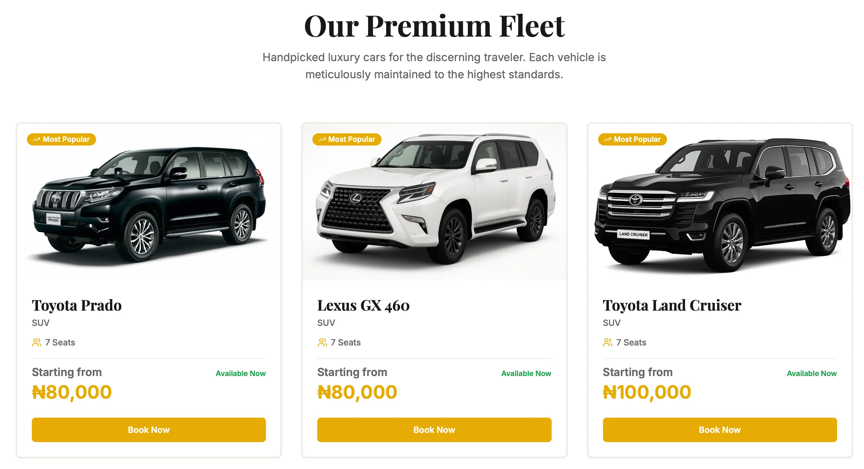 Exclusive Car Rentals booking platform built by Huzaifa Dangote